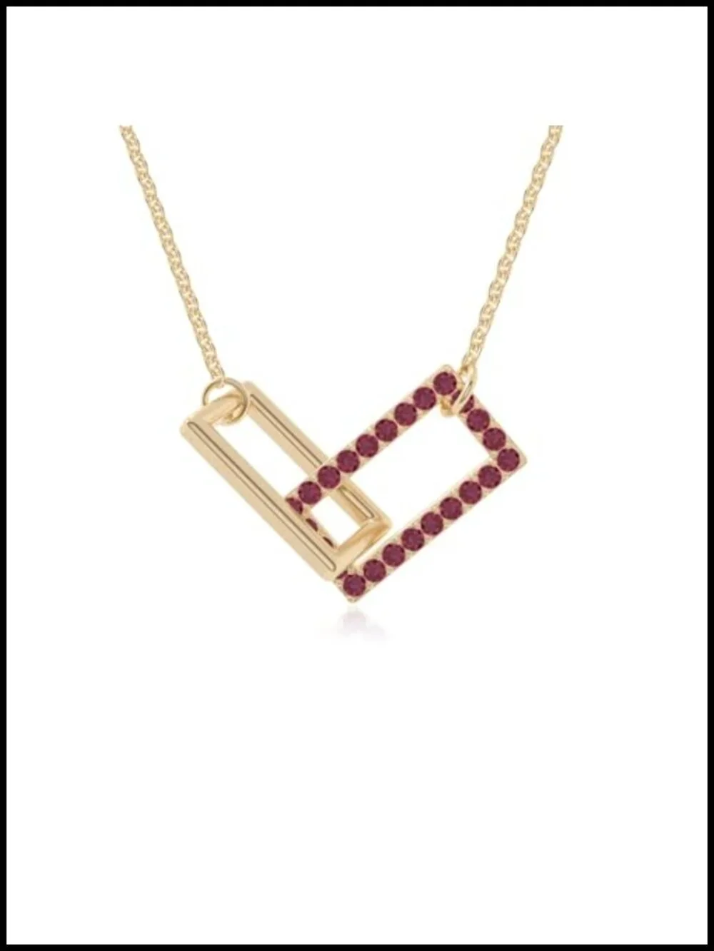 Natural Ruby Interlock Pendant Necklace Sterling Silver 18K Gold Vermeil